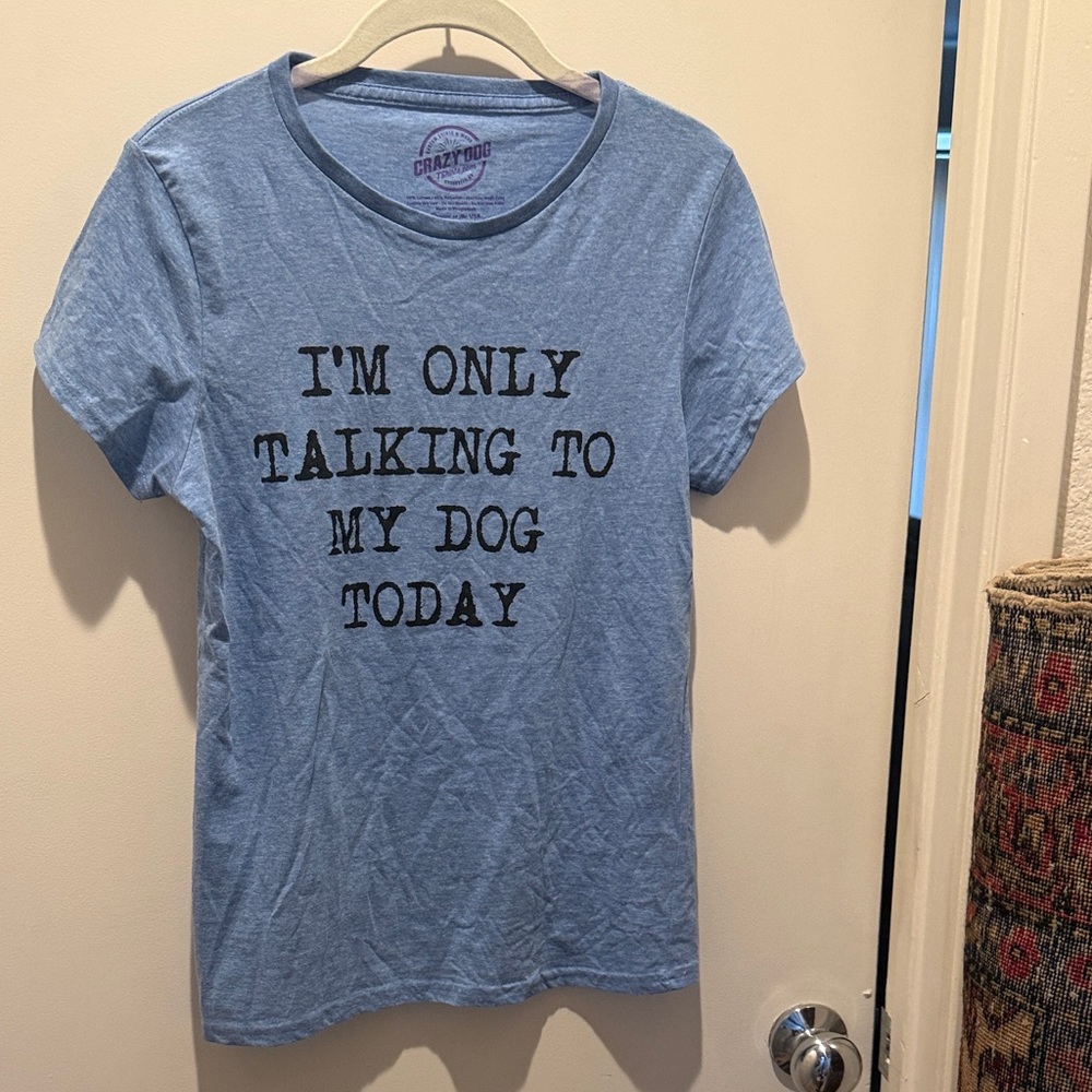 Crazy Dog T-Shirts Light Blue Dog Lover Tee